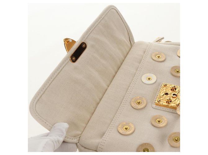 LOUIS VUITTON Tinkerbell Polka Dots Panama Bag Canvas White M95407 Auth 153639SM - view 26