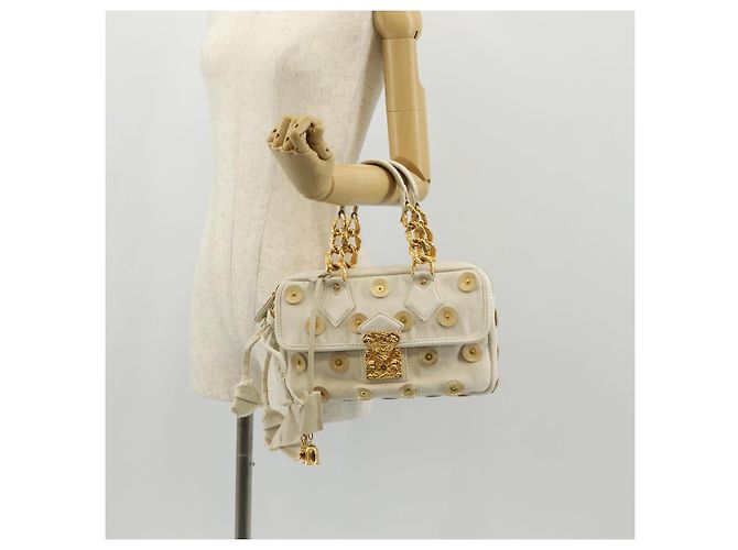 LOUIS VUITTON Tinkerbell Polka Dots Panama Bag Canvas White M95407 Auth 153639SM - view 29