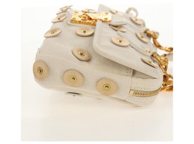 LOUIS VUITTON Tinkerbell Polka Dots Panama Bag Canvas White M95407 Auth 153639SM - view 4