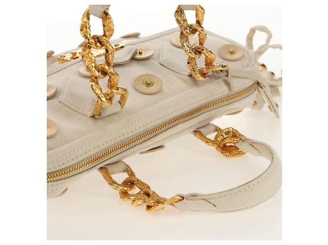 LOUIS VUITTON Tinkerbell Polka Dots Panama Bag Canvas White M95407 Auth 153639SM - view 6