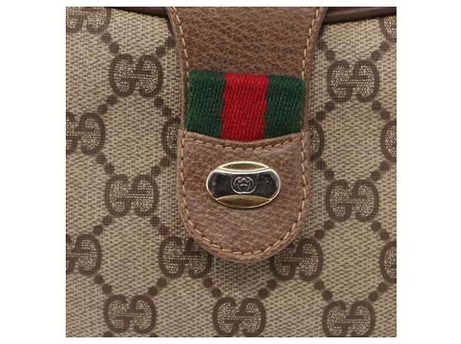 Borsa Sherry Line GG Supreme Web di GUCCI in PVC beige e oro 10 02 056 Auth BA8485 D'oro - vista 17