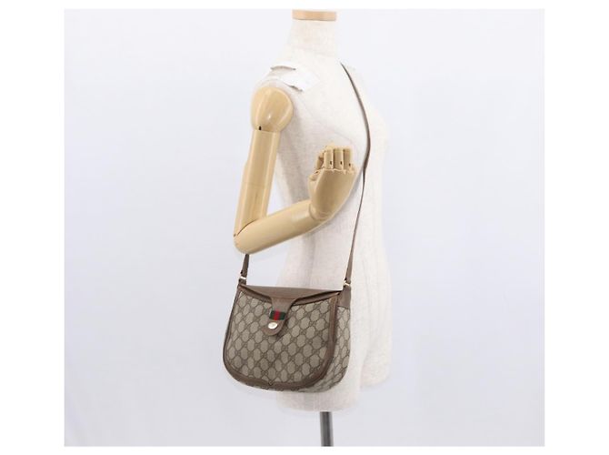 Borsa Sherry Line GG Supreme Web di GUCCI in PVC beige e oro 10 02 056 Auth BA8485 D'oro - vista 22
