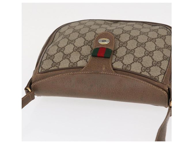 Borsa Sherry Line GG Supreme Web di GUCCI in PVC beige e oro 10 02 056 Auth BA8485 D'oro - vista 6