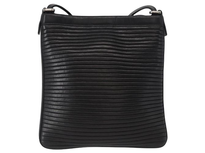 Borsa a Spalla Gancini in Pelle Nera e Argento di Salvatore Ferragamo Auth gh1244 Nero - vista 2