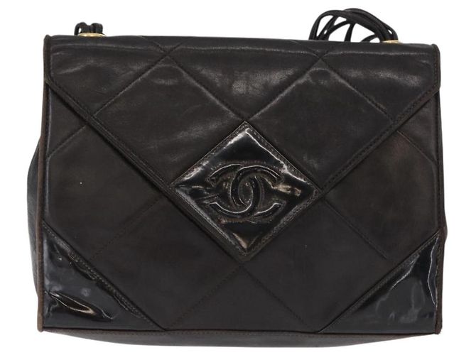 CHANEL Matelassierte Schultertasche aus Lammleder Braun Gold CC Auth BA8409 Golden - Ansicht 13