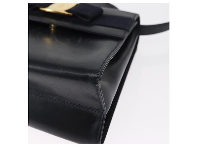 Borsa a mano in pelle Salvatore Ferragamo Vala 2 in 1 Blu Navy Oro Auth 154340 - vista 16