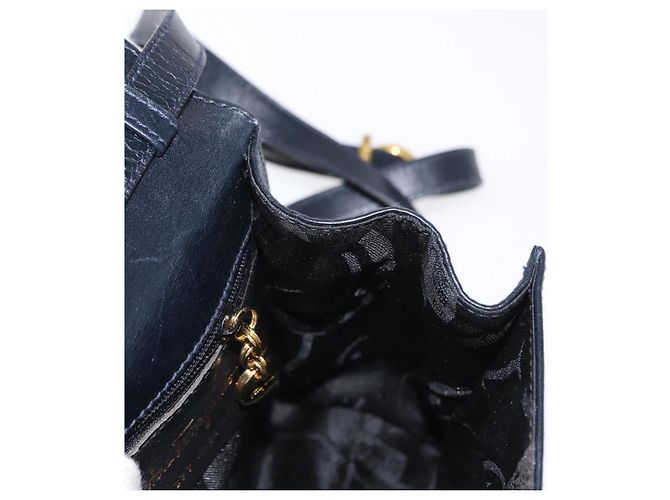 Borsa a mano in pelle Salvatore Ferragamo Vala 2 in 1 Blu Navy Oro Auth 154340 - vista 20