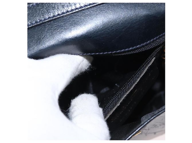 Borsa a mano in pelle Salvatore Ferragamo Vala 2 in 1 Blu Navy Oro Auth 154340 - vista 23