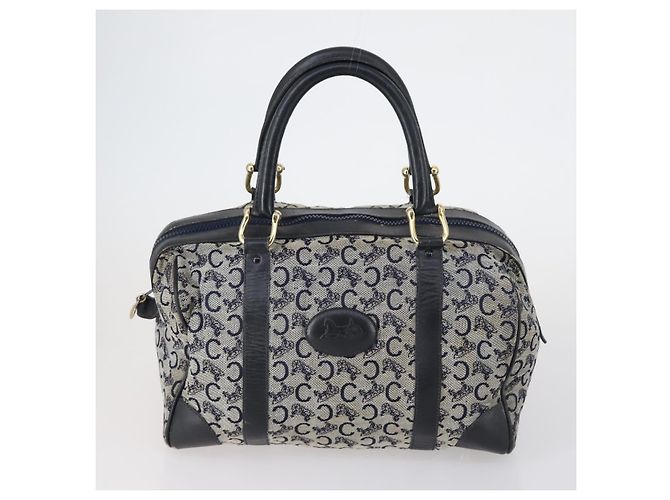 Céline Borsa a Spalla CELINE Macadam Canvas C Sulky 2 Set Beige Blu Navy Auth bs31056 - vista 2