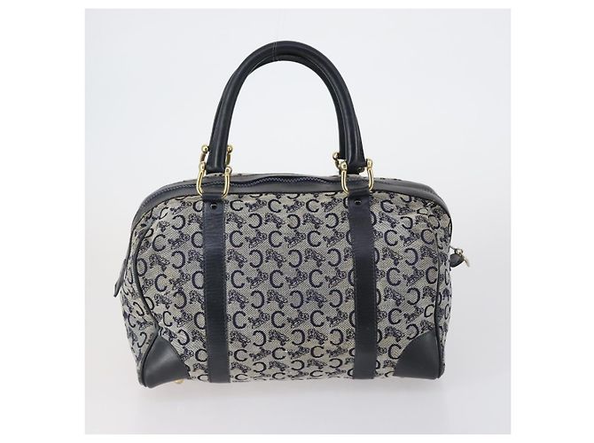 Céline Borsa a Spalla CELINE Macadam Canvas C Sulky 2 Set Beige Blu Navy Auth bs31056 - vista 3