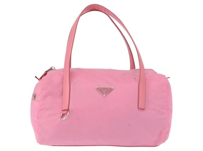 PRADA Borsa a mano in nylon rosa argento Auth 154369 - vista 13