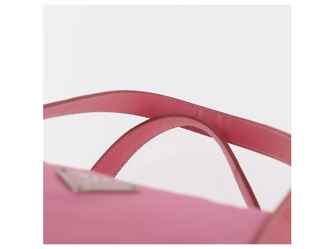 PRADA Borsa a mano in nylon rosa argento Auth 154369 - vista 14