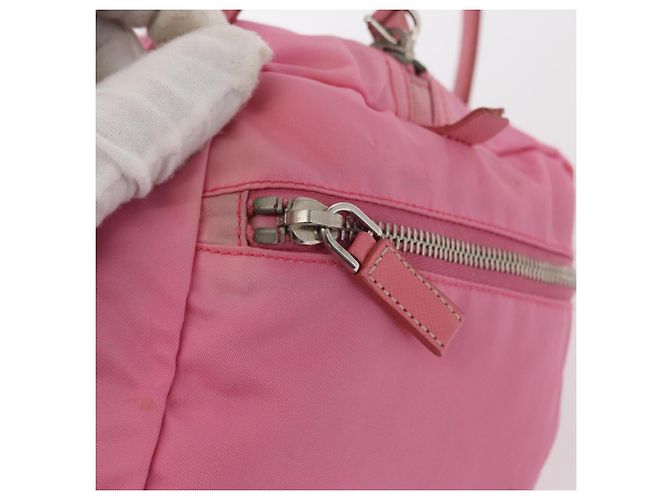 PRADA Borsa a mano in nylon rosa argento Auth 154369 - vista 19