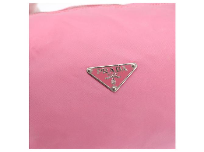 PRADA Borsa a mano in nylon rosa argento Auth 154369 - vista 20