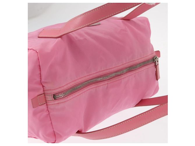 PRADA Borsa a mano in nylon rosa argento Auth 154369 - vista 7