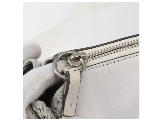 Chloé Chloe Schultertasche Leder 2-in-1 Weiß Silber Authentisch ka340 - Ansicht 10
