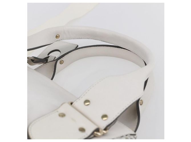 Chloé Chloe Schultertasche Leder 2-in-1 Weiß Silber Authentisch ka340 - Ansicht 14