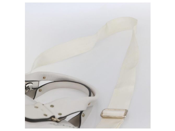 Chloé Chloe Schultertasche Leder 2-in-1 Weiß Silber Authentisch ka340 - Ansicht 15