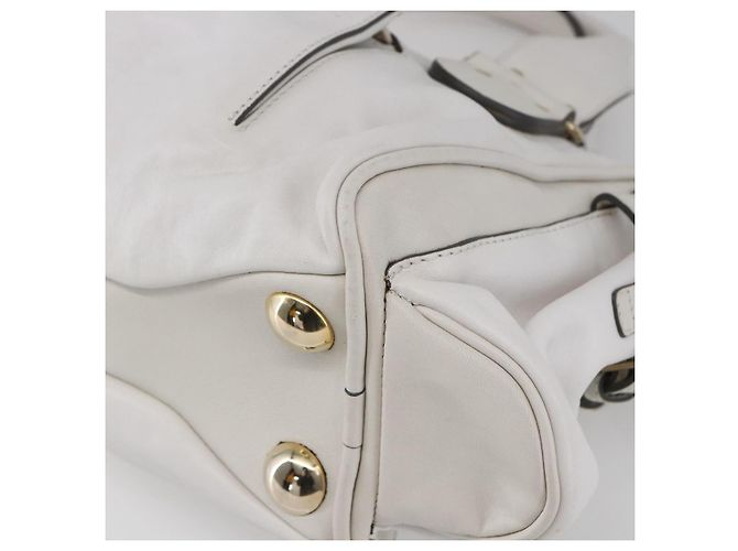 Chloé Chloe Schultertasche Leder 2-in-1 Weiß Silber Authentisch ka340 - Ansicht 16