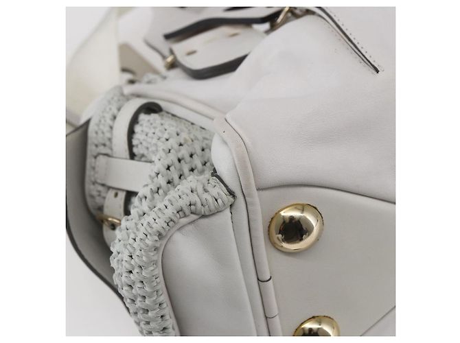 Chloé Chloe Schultertasche Leder 2-in-1 Weiß Silber Authentisch ka340 - Ansicht 17