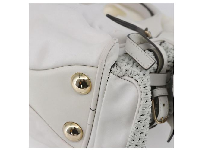 Chloé Chloe Schultertasche Leder 2-in-1 Weiß Silber Authentisch ka340 - Ansicht 18