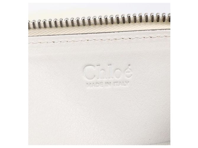 Chloé Chloe Schultertasche Leder 2-in-1 Weiß Silber Authentisch ka340 - Ansicht 19