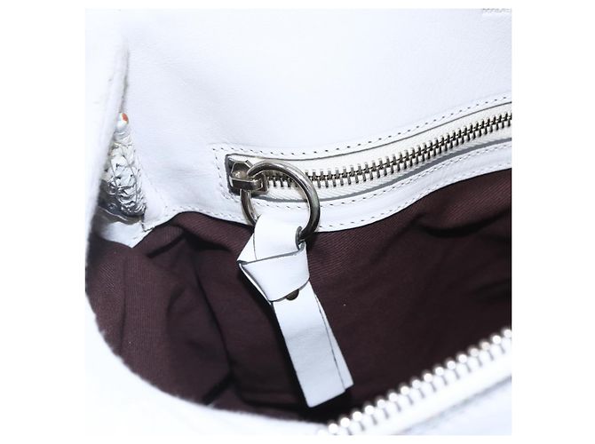 Chloé Chloe Schultertasche Leder 2-in-1 Weiß Silber Authentisch ka340 - Ansicht 20