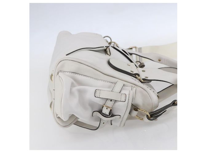 Chloé Chloe Schultertasche Leder 2-in-1 Weiß Silber Authentisch ka340 - Ansicht 4
