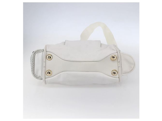 Chloé Chloe Schultertasche Leder 2-in-1 Weiß Silber Authentisch ka340 - Ansicht 5