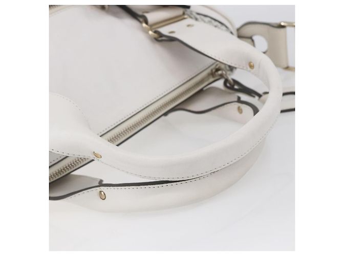 Chloé Chloe Schultertasche Leder 2-in-1 Weiß Silber Authentisch ka340 - Ansicht 7