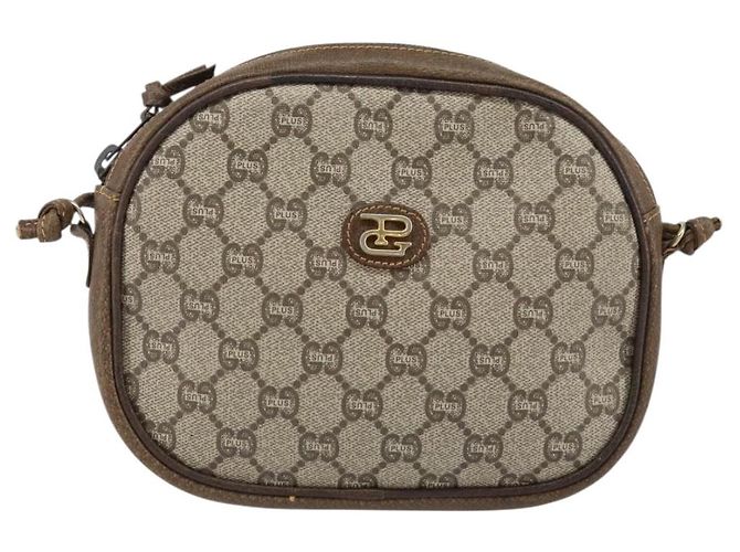 Borsa a spalla GUCCI GG Plus Supreme PVC Beige Oro Auth ep12104 D'oro - vista 13