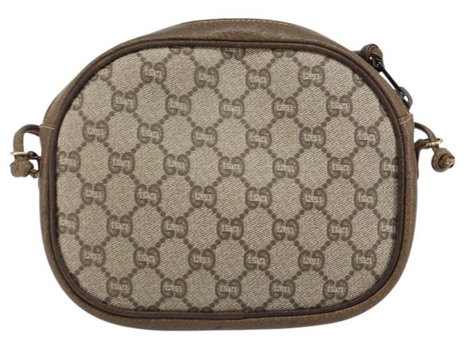 Borsa a spalla GUCCI GG Plus Supreme PVC Beige Oro Auth ep12104 D'oro - vista 2