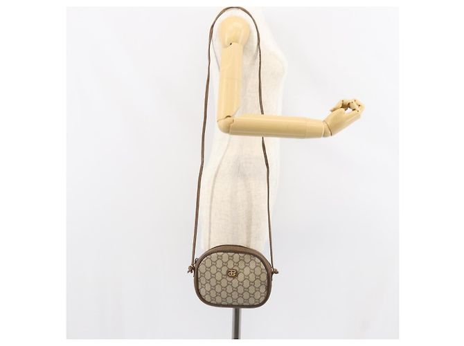 Borsa a spalla GUCCI GG Plus Supreme PVC Beige Oro Auth ep12104 D'oro - vista 20