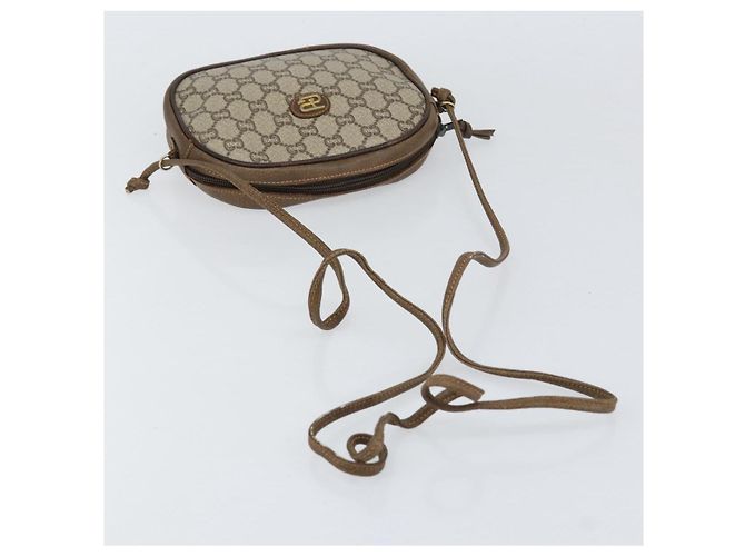Borsa a spalla GUCCI GG Plus Supreme PVC Beige Oro Auth ep12104 D'oro - vista 7
