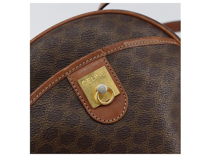 Céline Borsa a Spalla in Tela Macadam CELINE in Pelle PVC Marrone Oro Auth 148688 D'oro - vista 17