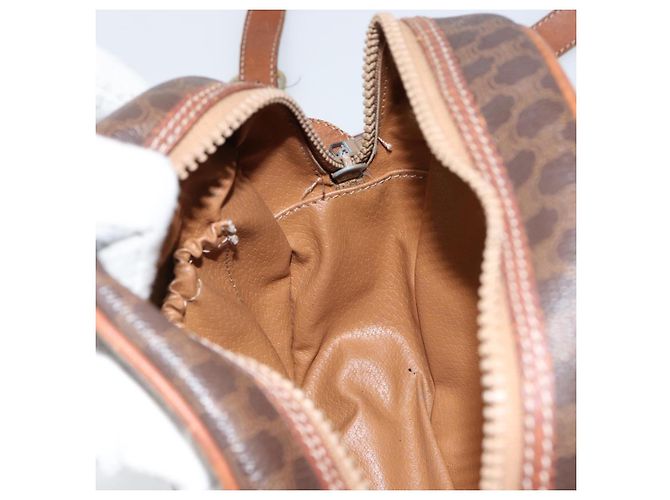 Céline Borsa a Spalla in Tela Macadam CELINE in Pelle PVC Marrone Oro Auth 148688 D'oro - vista 19