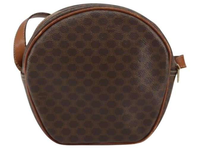 Céline Borsa a Spalla in Tela Macadam CELINE in Pelle PVC Marrone Oro Auth 148688 D'oro - vista 2