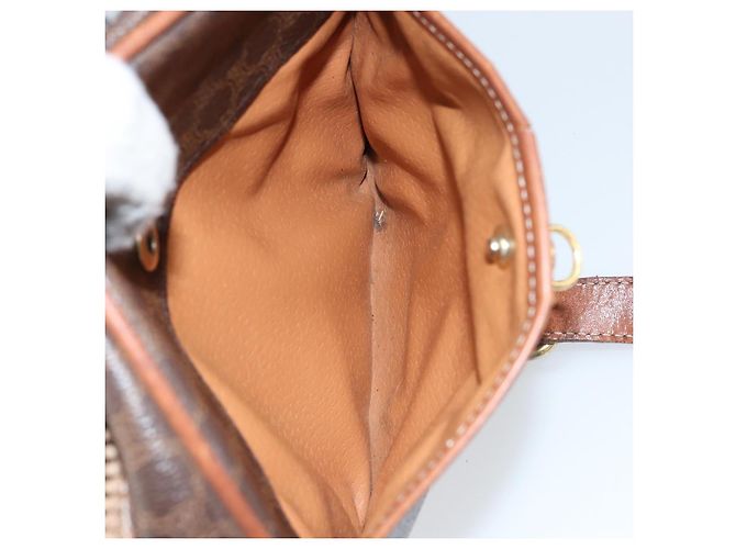 Céline Borsa a Spalla in Tela Macadam CELINE in Pelle PVC Marrone Oro Auth 148688 D'oro - vista 22