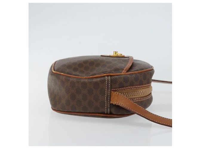 Céline Borsa a Spalla in Tela Macadam CELINE in Pelle PVC Marrone Oro Auth 148688 D'oro - vista 3