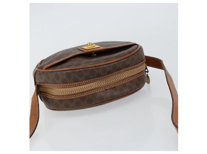 Céline Borsa a Spalla in Tela Macadam CELINE in Pelle PVC Marrone Oro Auth 148688 D'oro - vista 6