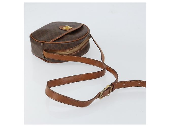 Céline Borsa a Spalla in Tela Macadam CELINE in Pelle PVC Marrone Oro Auth 148688 D'oro - vista 7