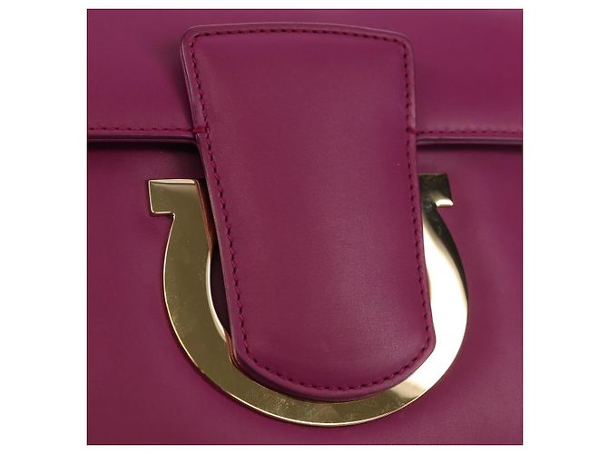 Borsa a spalla a catena Salvatore Ferragamo in pelle viola e oro Auth 152688V D'oro Porpora - vista 18