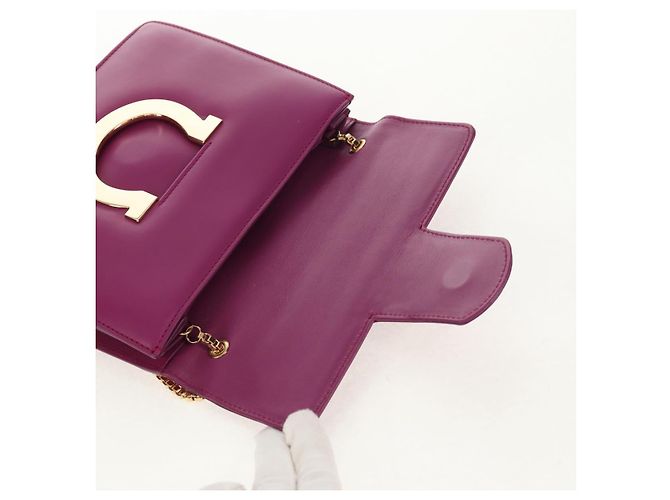 Borsa a spalla a catena Salvatore Ferragamo in pelle viola e oro Auth 152688V D'oro Porpora - vista 19