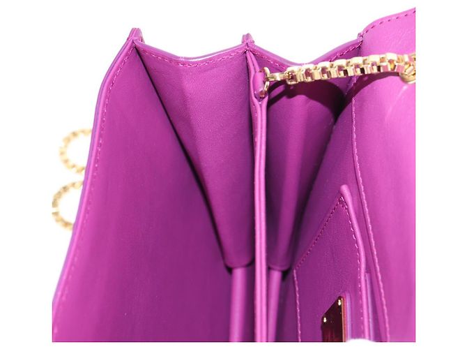 Borsa a spalla a catena Salvatore Ferragamo in pelle viola e oro Auth 152688V D'oro Porpora - vista 23