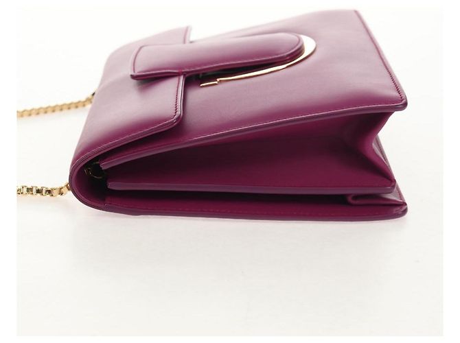 Borsa a spalla a catena Salvatore Ferragamo in pelle viola e oro Auth 152688V D'oro Porpora - vista 3