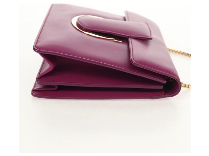 Borsa a spalla a catena Salvatore Ferragamo in pelle viola e oro Auth 152688V D'oro Porpora - vista 4