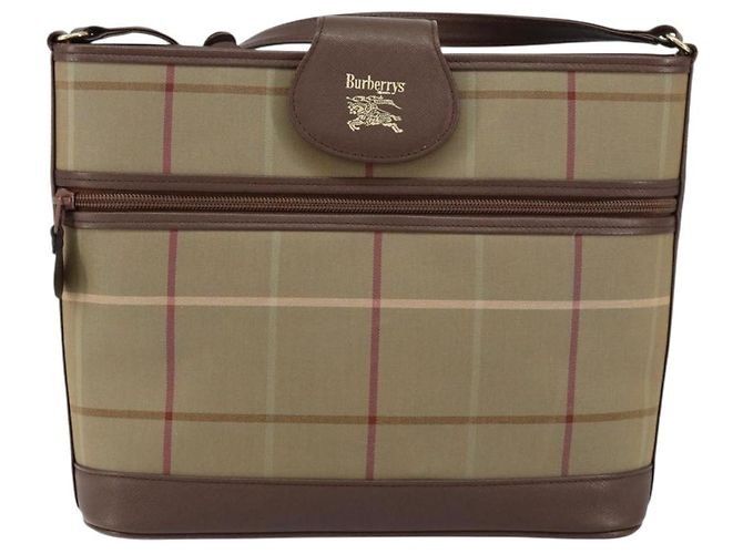 Autre Marque Borsa a Spalla Burberrys Nova Check in Tela Beige Oro Auth ka353 D'oro - vista 13