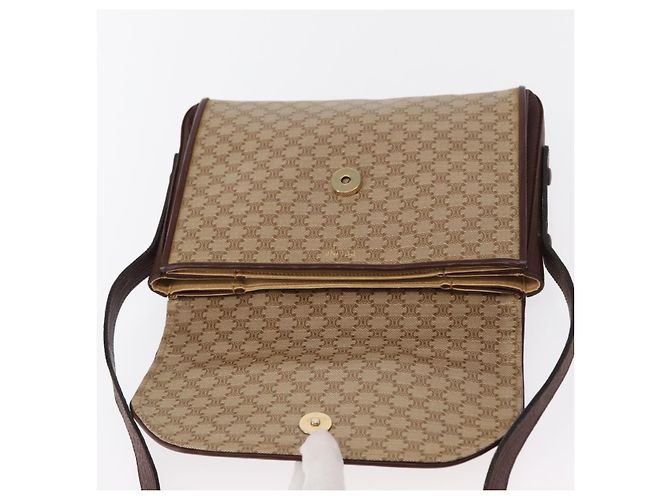 Céline Borsa a Spalla in Tela Macadam CELINE PVC Beige Oro Auth 153901 D'oro - vista 10
