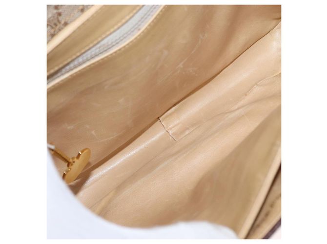 Céline Borsa a Spalla in Tela Macadam CELINE PVC Beige Oro Auth 153901 D'oro - vista 12