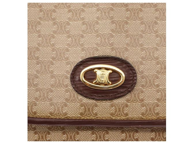 Céline Borsa a Spalla in Tela Macadam CELINE PVC Beige Oro Auth 153901 D'oro - vista 17